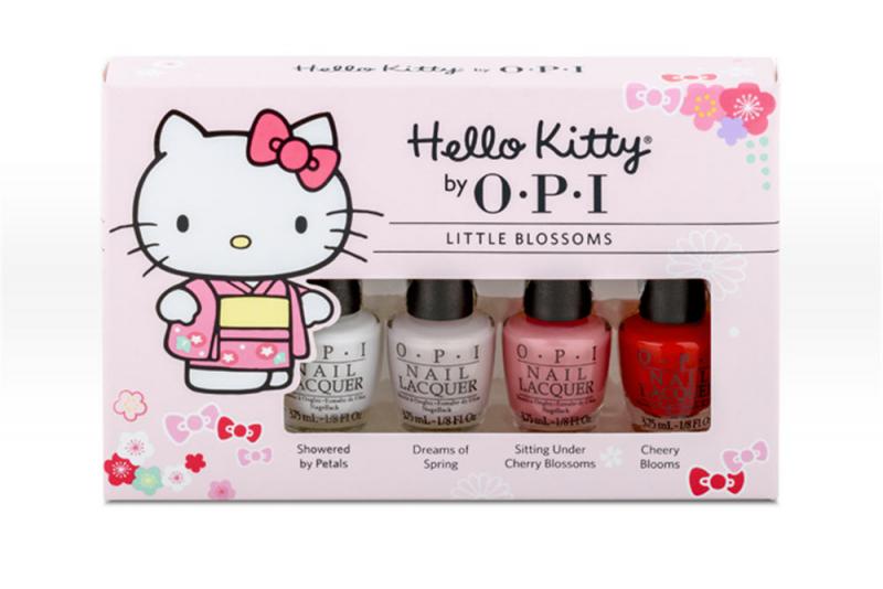  Hello Kitty是不同年齡女士心目中「公開的秘密情人」，一盒四支的櫻花特別版甲油，兼有女士大愛的粉紅色與吉蒂貓，更是美甲大牌O.P.I出品，再加上吸引的價錢（$109），真的太易令人心動。